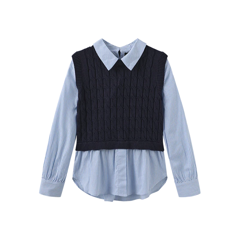 CHUNKY KNIT VEST BLOUSE