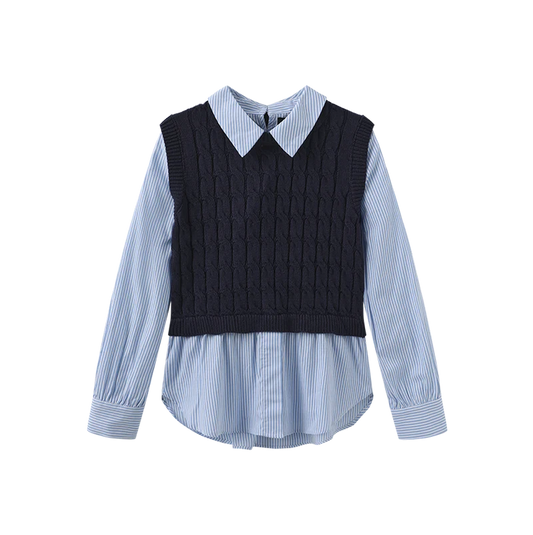 CHUNKY KNIT VEST BLOUSE