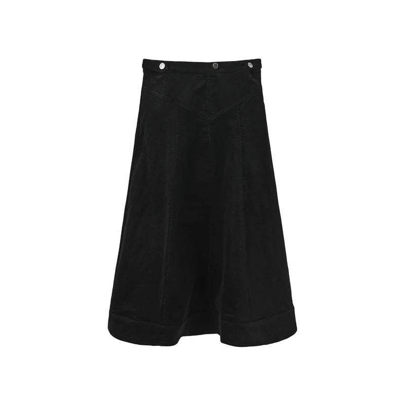 CORDUROY V SEAM MIDI SKIRT