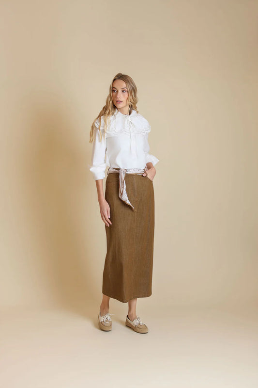 STRAIGHT DARK DENIM SKIRT