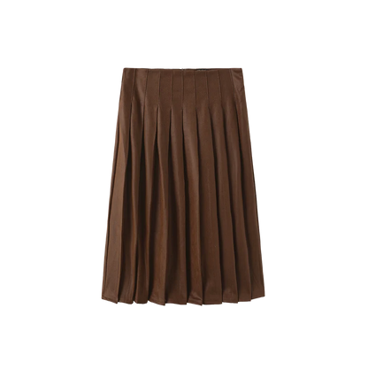 PEBBLED LEATHER PLEATED SKIRT