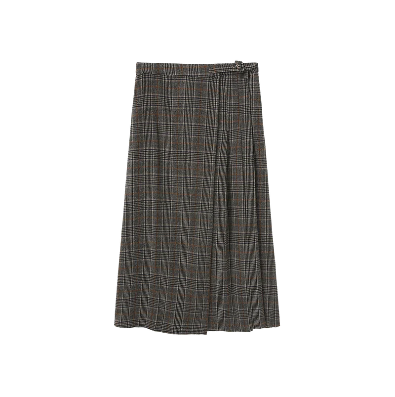 PLAID BUCKLE SKIRT
