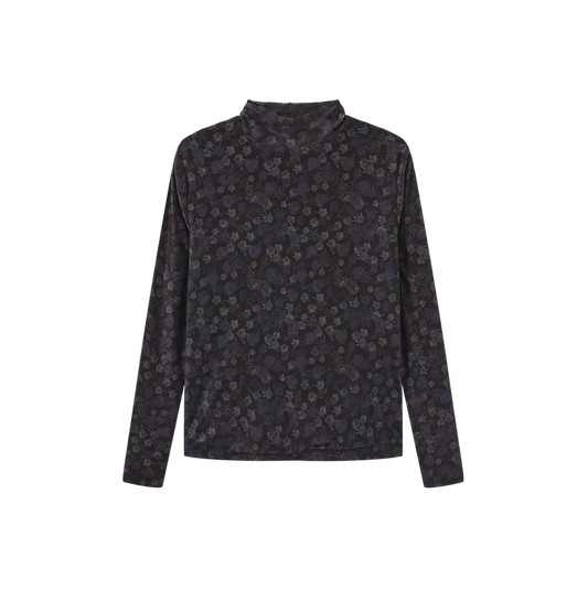 ELM MESH PRINTED TURTLENECK TOP