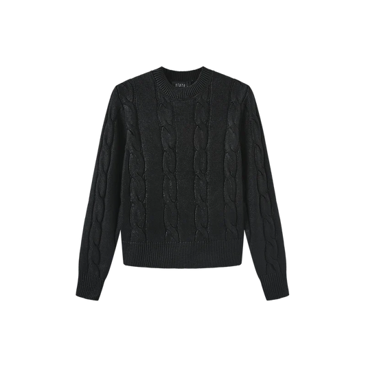 METALLIC CABLE KNIT SWEATER