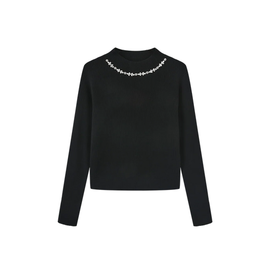 RIBBED KNIT CRYSTLE TOP