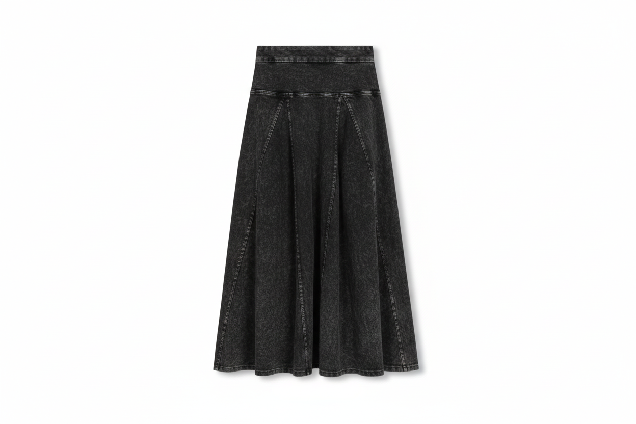 MINERAL WASH OPEN PANEL MIDI SKIRT