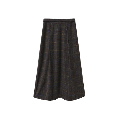 WINDOWPANE WOOL MIDI SKIRT