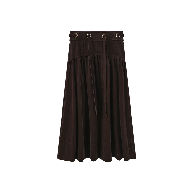 CORDUROY ROUNDED YOLK SKIRT