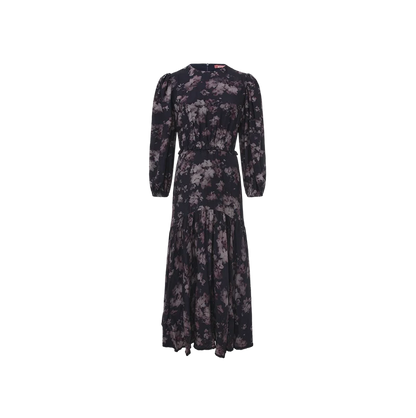 TIERED ROUNDED SEAM FLORAL DRESS