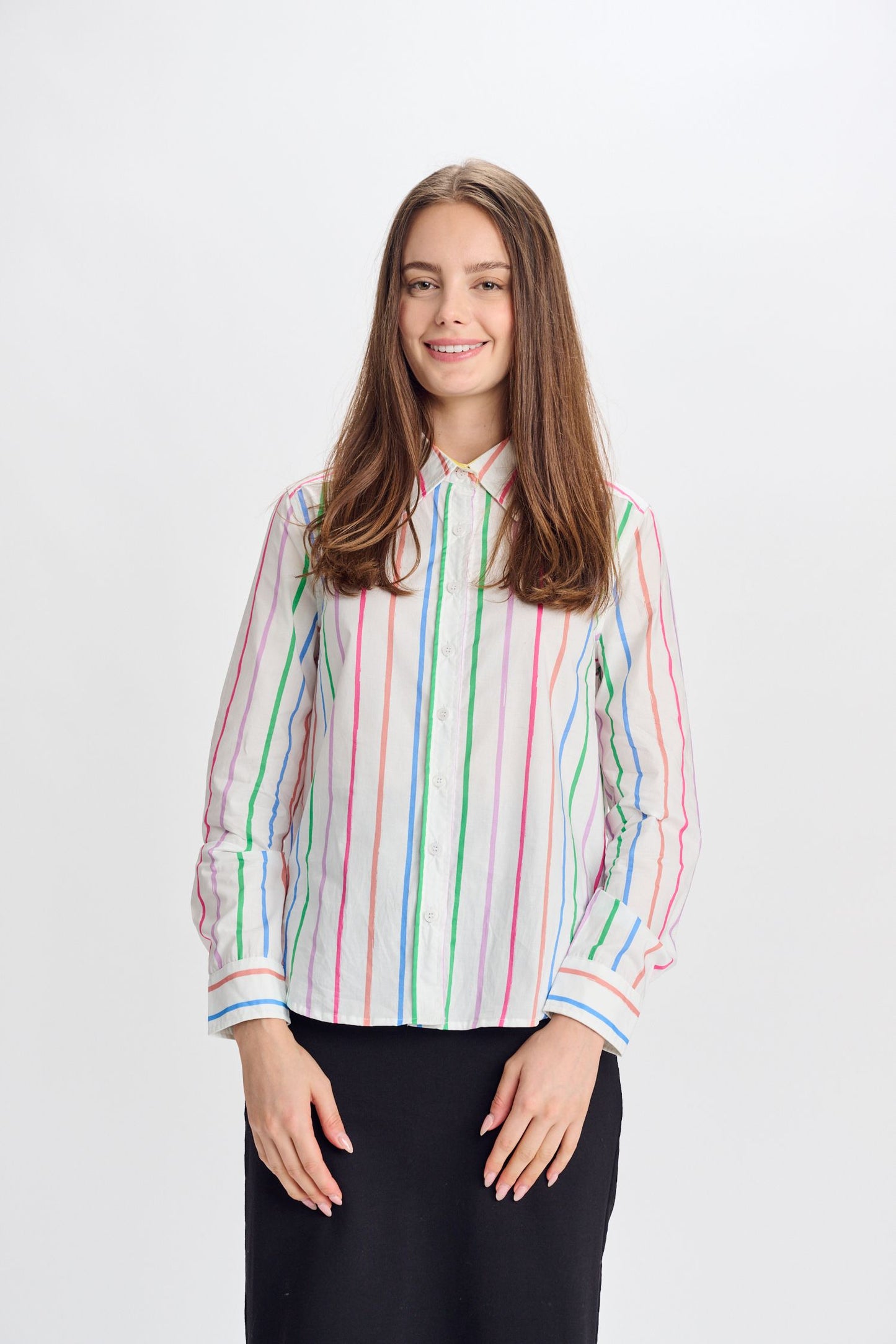 MULTICOLORED STRIPED BUTTON DOWN SHIRT