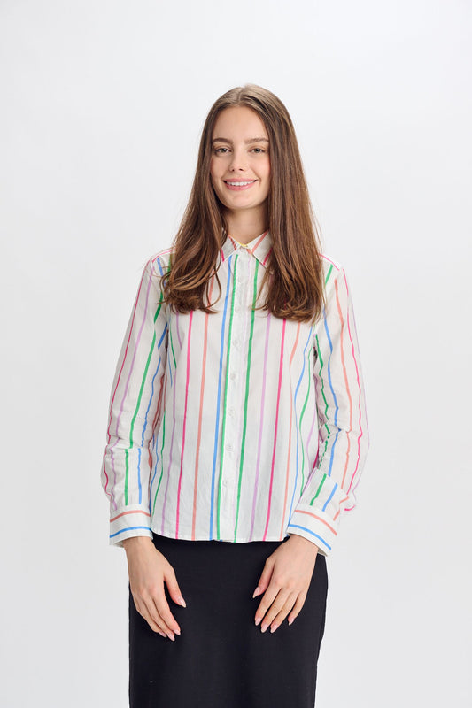 MULTICOLORED STRIPED BUTTON DOWN SHIRT
