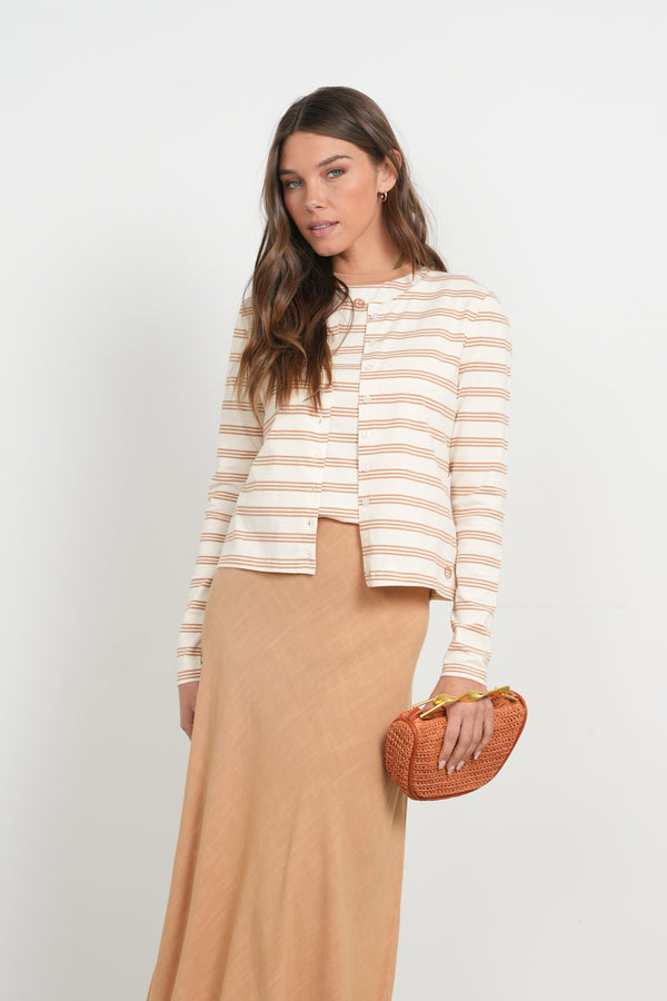 POINT STRIPE SHORT SLEEVE TEE AND CARDI