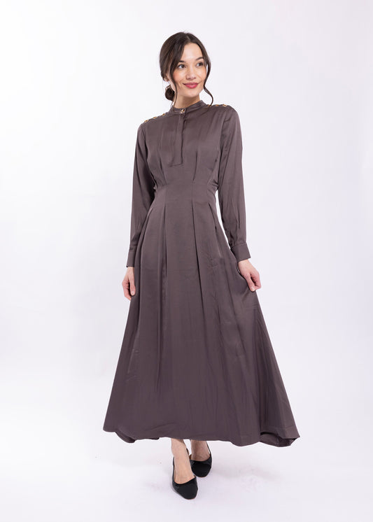 GOMMET TRIMMED SATIN - DRESS
