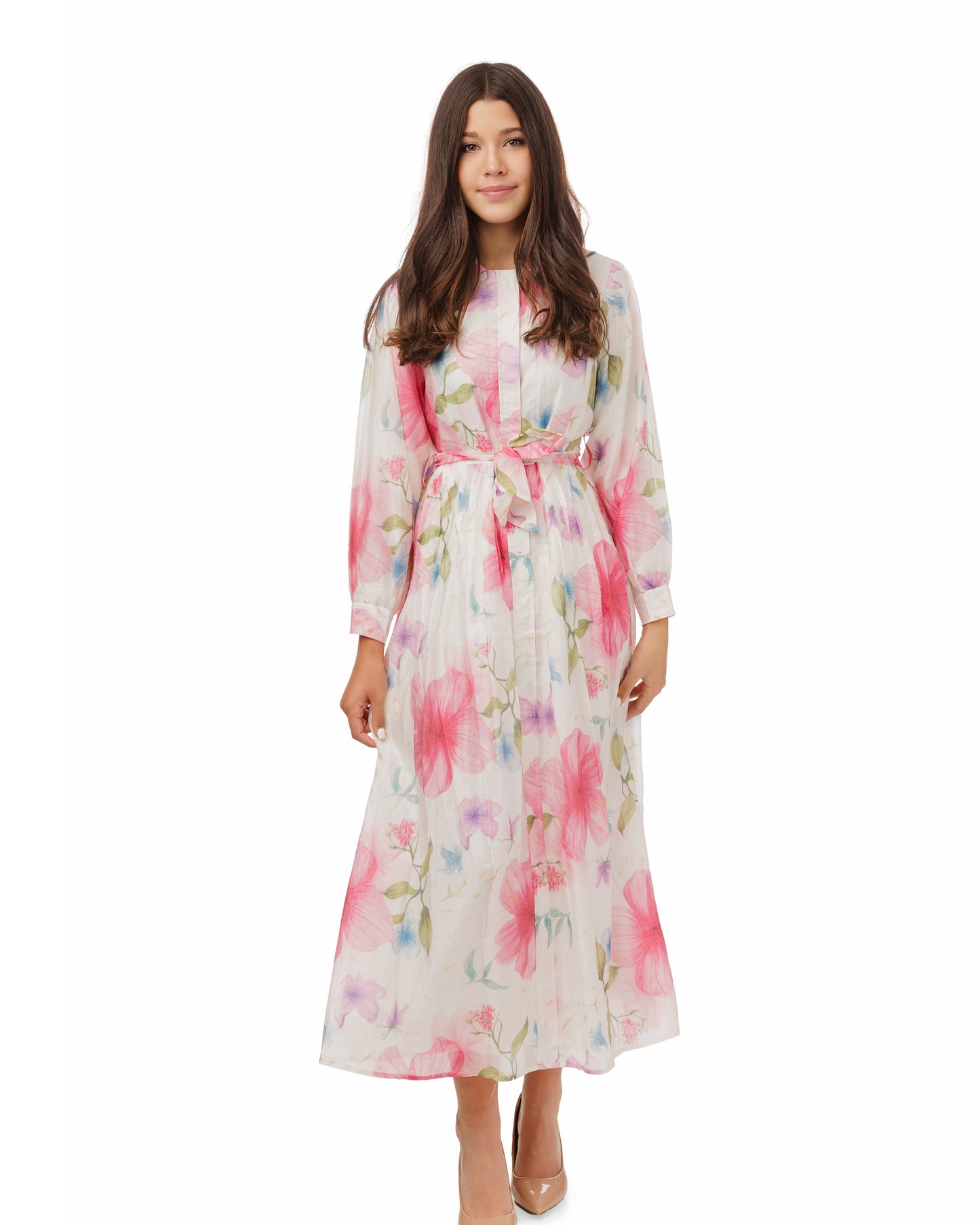 WHITE PINK FLORAL DRESS