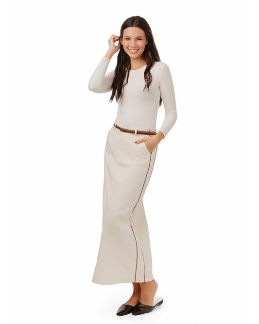 DEINM SKIRT WITH BROWN STICHING