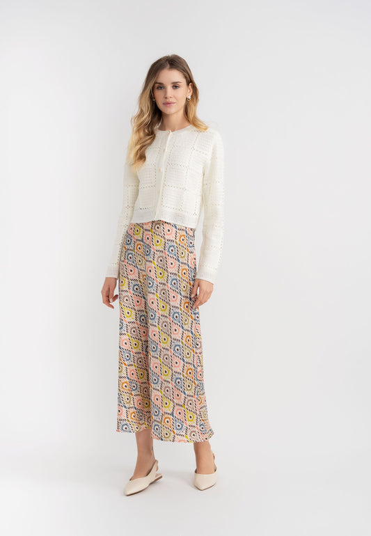 MAXI SKIRT WITH WOVEN FABRIC