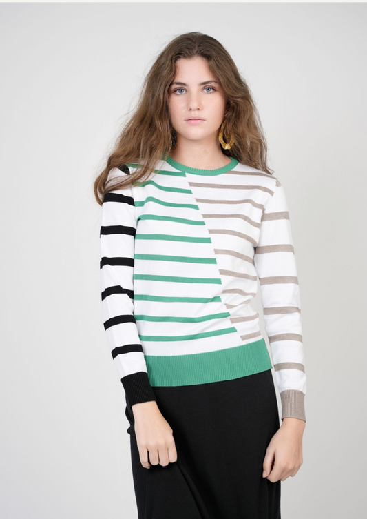 LADIES CONTRAST KNIT SWEATER