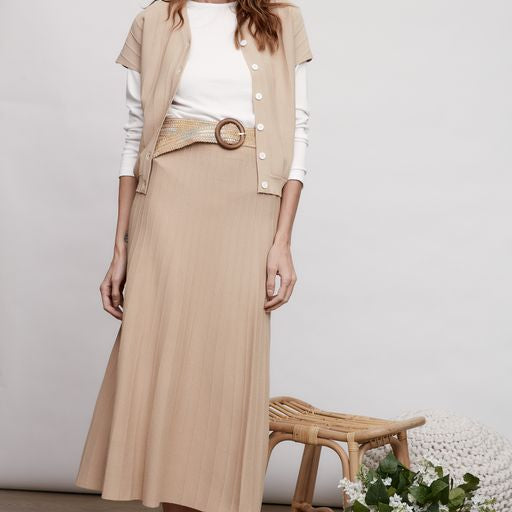 Long A-Line Beige Skirt