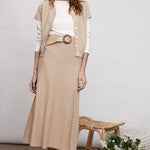 Load image into Gallery viewer, Long A-Line Beige Skirt
