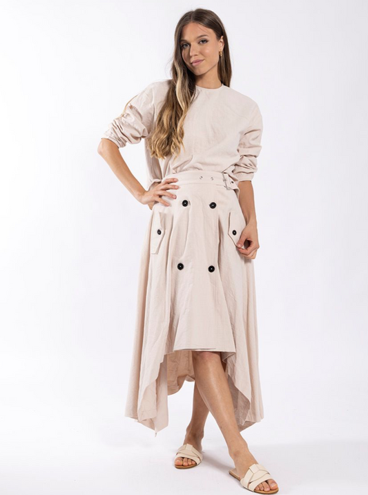 LINEN WHITE TRENCH SKIRT