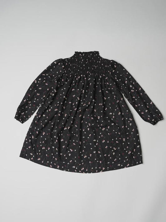 Black Floral Printed Smock Dress