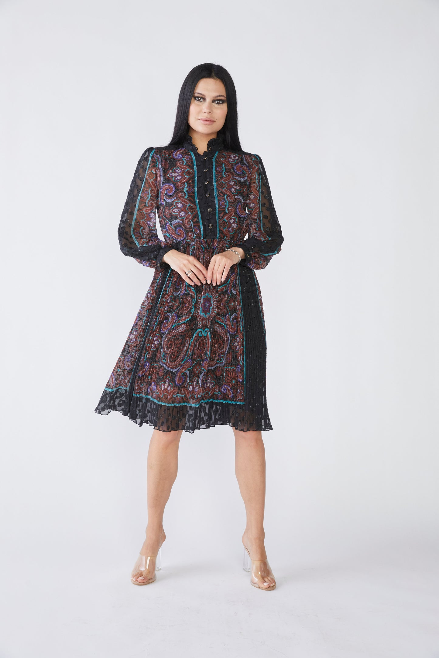 Paisley Print Shimmer Dress