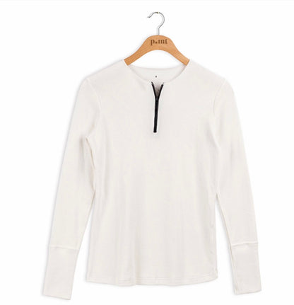 Point Ribbed Zip Top