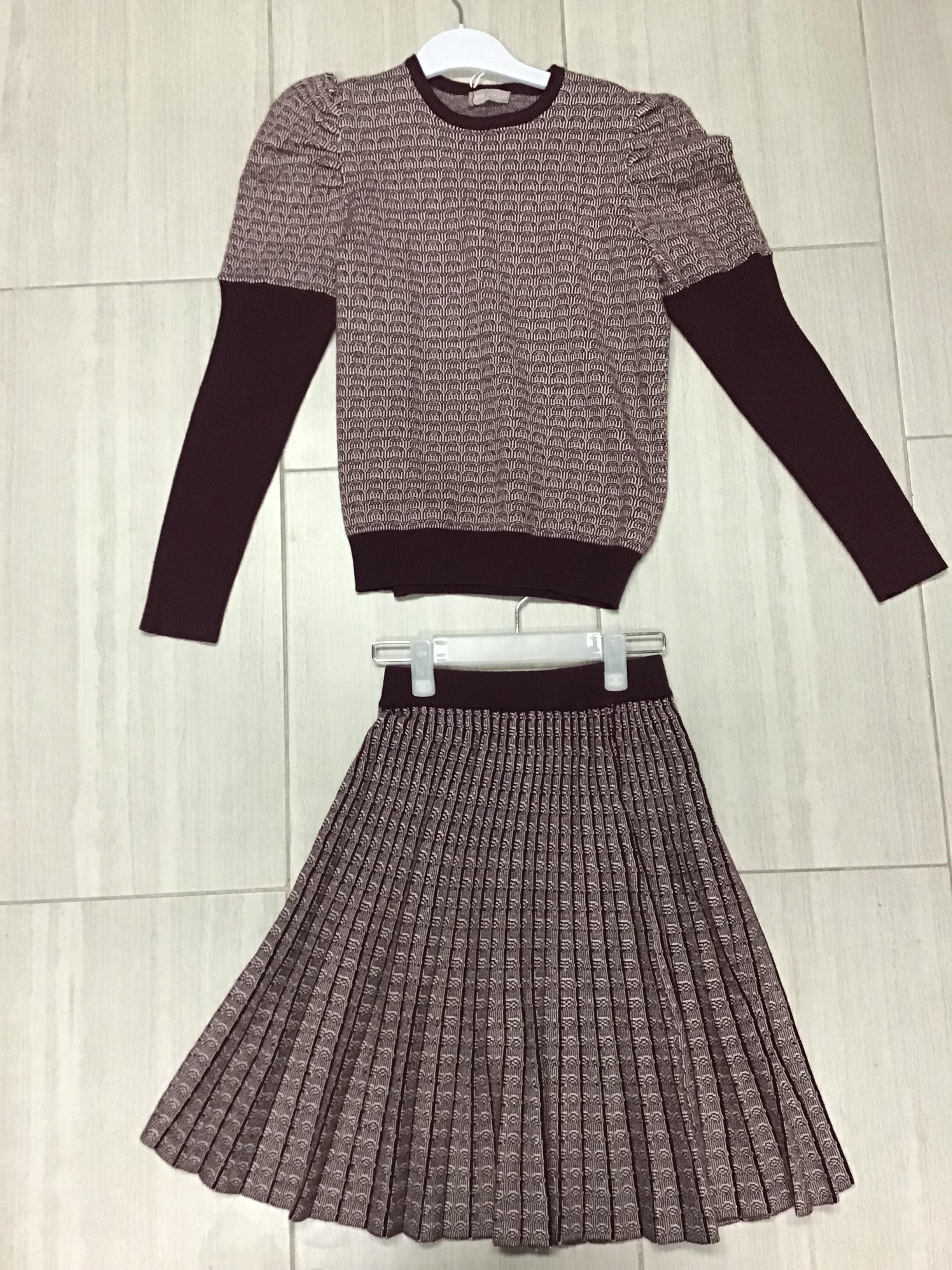 Multi Color Sweater And Skirt Set