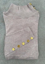 Load image into Gallery viewer, Basic  Knit Mock Neck with Gold Button Decal
