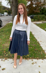 Load image into Gallery viewer, Leather Half Pleat Skirt
