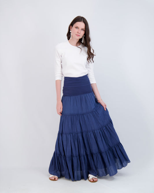 Tiered Shirring Maxi Skirt