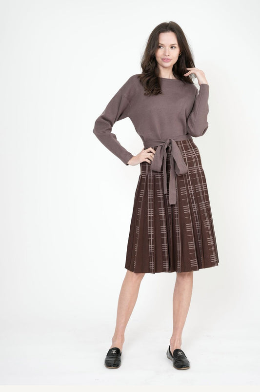 Cocoa Pleated Skirt