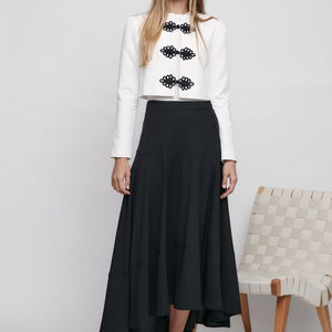 Long Dressy Skirt with Dropped Waist and Zippered Back