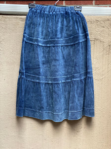 Velour Tiered Midi Skirt