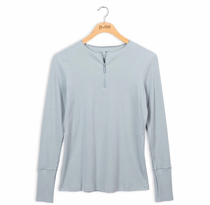Point Ribbed Zip Top