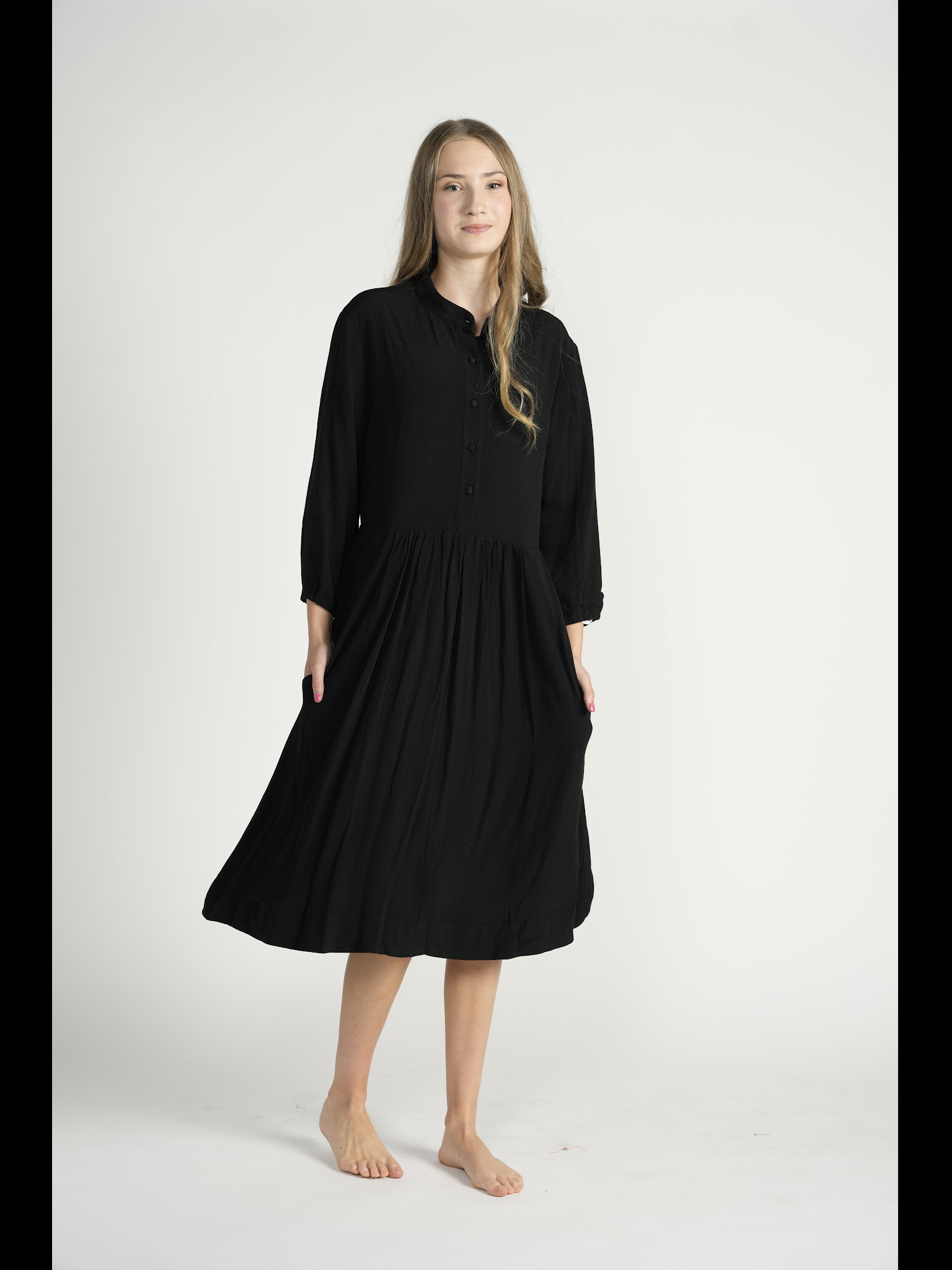Black A-line Crepe Shirt Dress – Fallon's