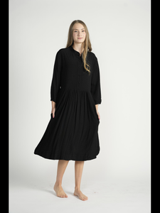 Black A-line Crepe Shirt Dress
