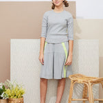 Load image into Gallery viewer, Gray Ribbed Skirt with Neon Trim
