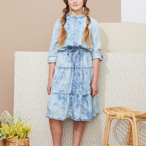 Denim Button Down Tiered Dress