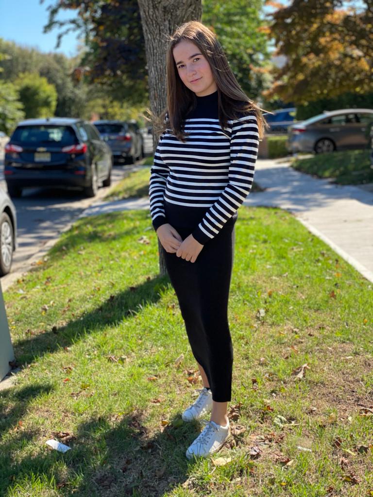 Striped Mock Neck Sweater