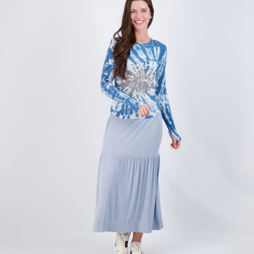 Blue/Grey Tie Dye Ribbed Top