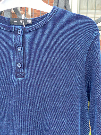 Denim Ribbed Henley Dress