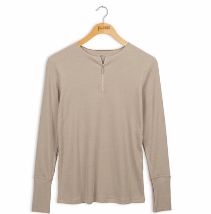 Point Ribbed Zip Top