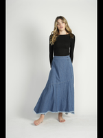 Load image into Gallery viewer, Denim Maxi with Fringe Bottom
