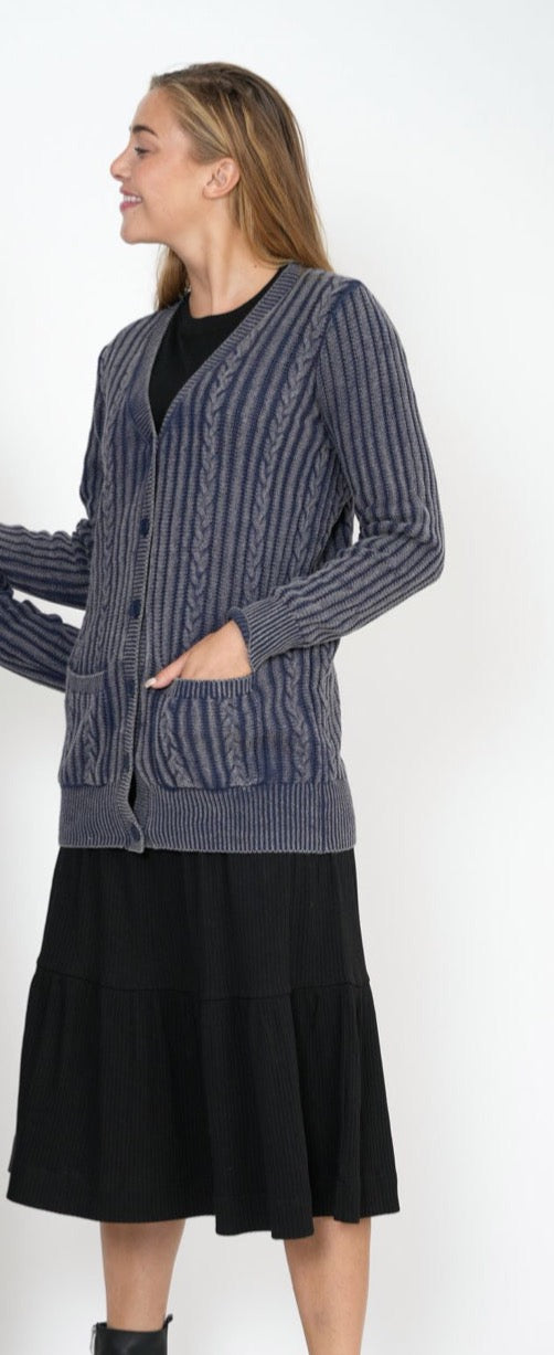 Braided Rib Knit Cardigan