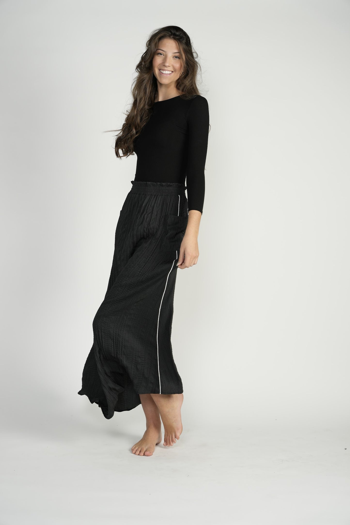 Crinkled Satin Maxi Skirt