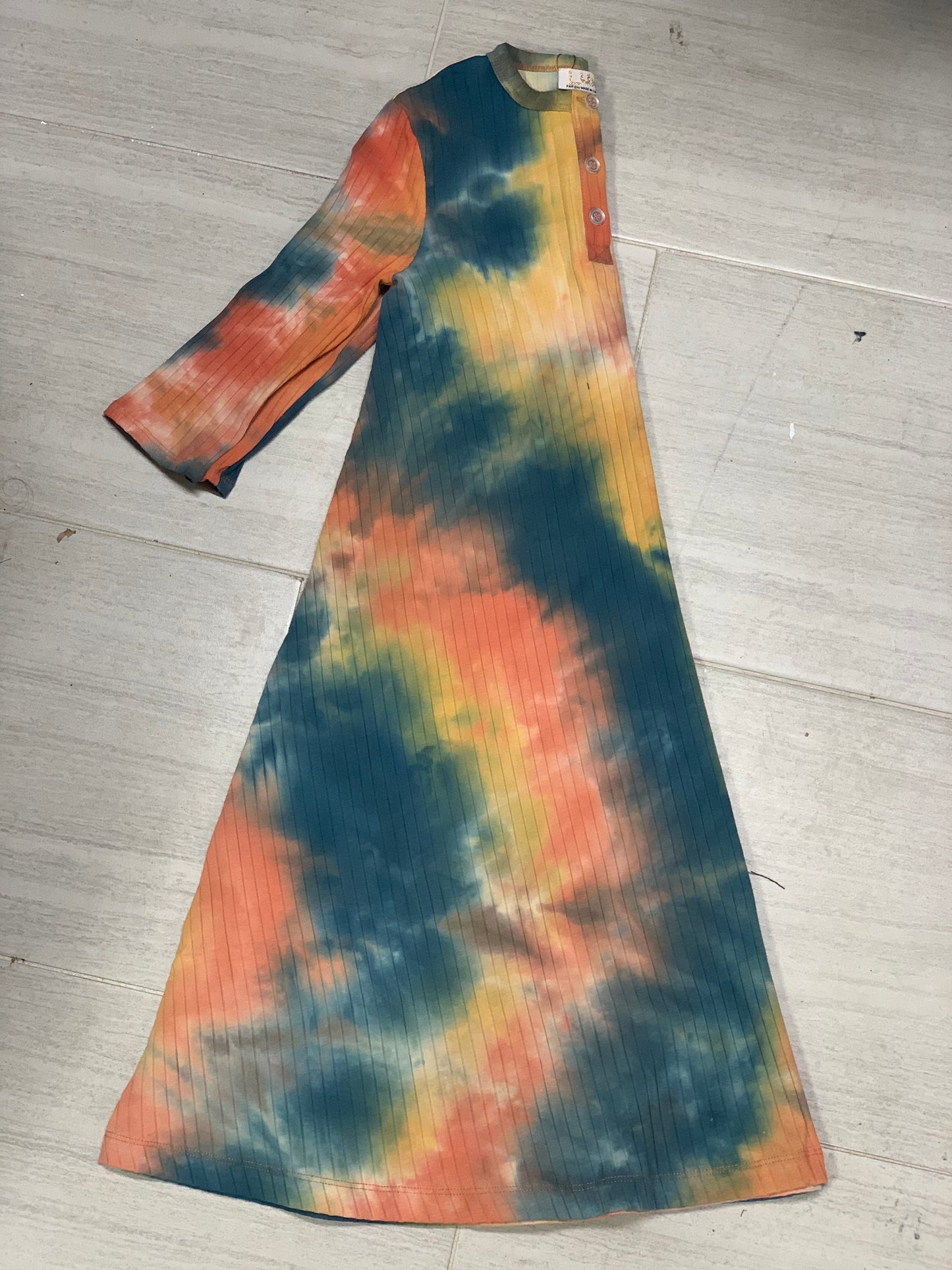 Tie Dye Ribbed Henley Dress