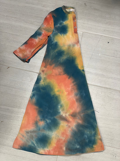 Tie Dye Ribbed Henley Dress