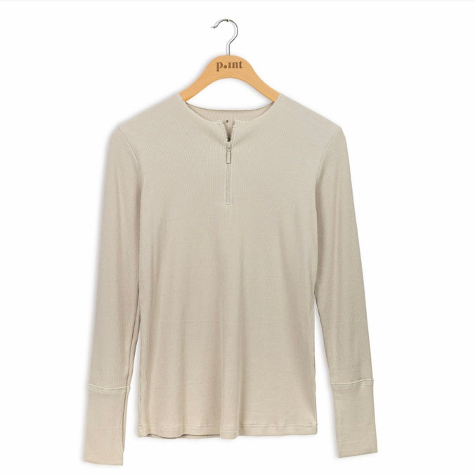 Point Ribbed Zip Top