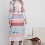 Load image into Gallery viewer, Colorful Pleated Stripped Dress
